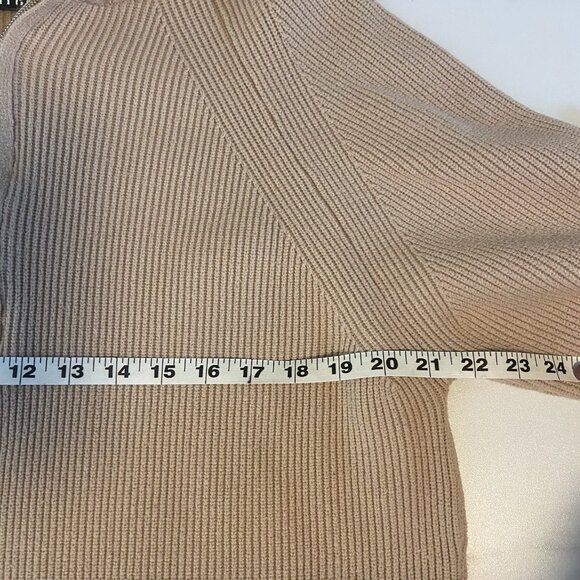 BTFBM Sweater Beige Camel Tan Mock Neck Half Zip Long Sleeve Knit Size L Neutral - Picture 8 of 9